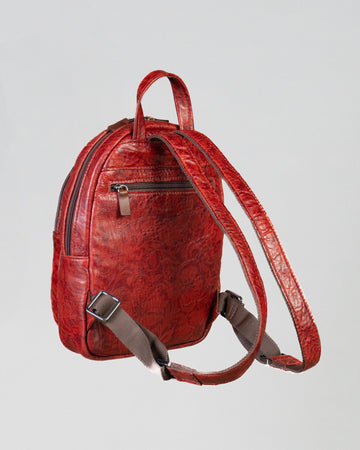 Glenda - Zaino Rosso in Pelle Stampata