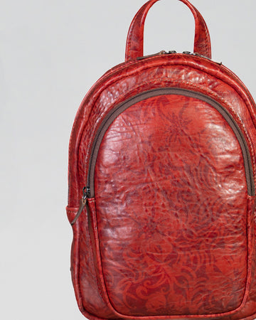 Glenda - Zaino Rosso in Pelle Stampata