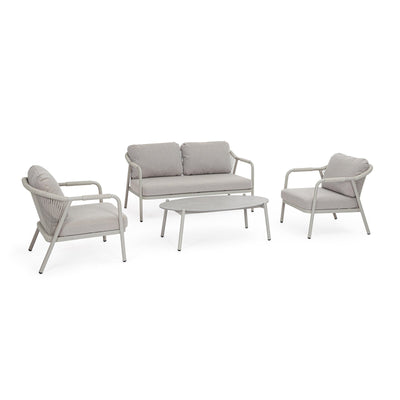 Salotto con poltrone e tavolino Miravet struttura in alluminio per veranda e giardino