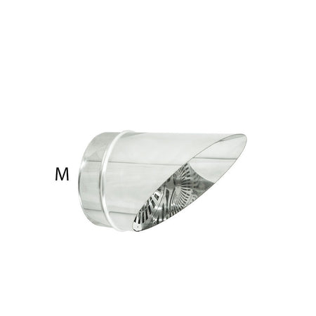 Fumaiolo da 80mm tipo a becco inox AISI 304 base tonda innesto M maschio