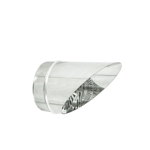 Fumaiolo da 160mm tipo a becco inox AISI 304 base tonda innesto M maschio