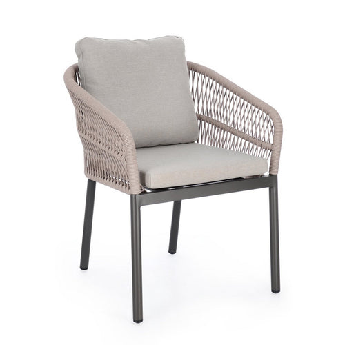 Sedia Galdana struttura in alluminio con braccioli per interni ed esterni