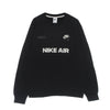 Nike Felpa Girocollo Uomo Sportswear Air Brushed-back Crew Black/light Bone da uomo