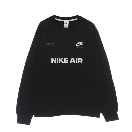 Nike Felpa Girocollo Uomo Sportswear Air Brushed-back Crew Black/light Bone da uomo