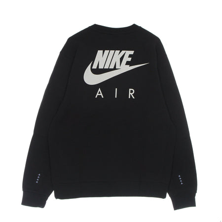 Nike Felpa Girocollo Uomo Sportswear Air Brushed-back Crew Black/light Bone da uomo