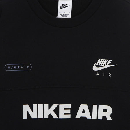 Nike Felpa Girocollo Uomo Sportswear Air Brushed-back Crew Black/light Bone da uomo