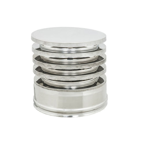 Fumaiolo da 150-200mm tipo Zara di acciaio inox AISI 304 base tonda doppia parete