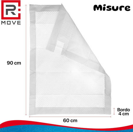 RMOVE - 1CNF/40PZ - Tappetini Igienici Animali Con Adesivi 60X90cm