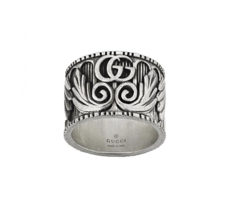 Gucci - Anello con motivo Doppia GG in argento