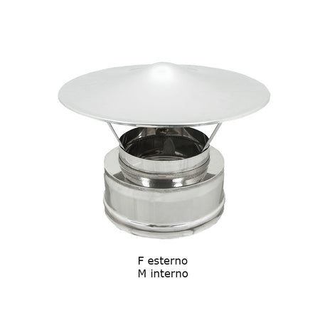 Fumaiolo da 100-150mm tipo cinese inox AISI 304 base tonda doppia parete