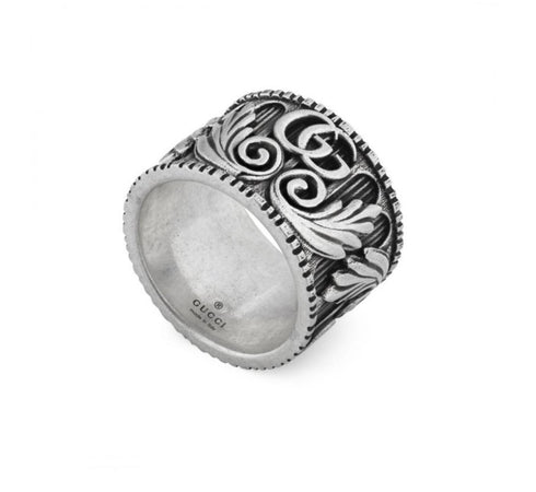 Gucci - Anello con motivo Doppia GG in argento