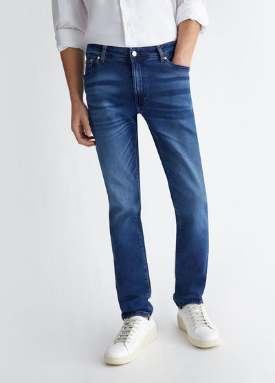 Liu-jo Jeans Uomo Blu Stretch Modello Cinque Tasche Slim Fit Fondo Stretto