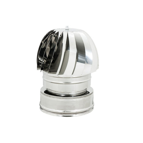 Fumaiolo da 130-180mm radiante tipo eolico inox AISI 304 base tonda doppia parete