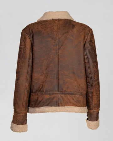 Tilde - Giacca Donna in vera pelle Cuoio Graffiato interno Effetto Shearling