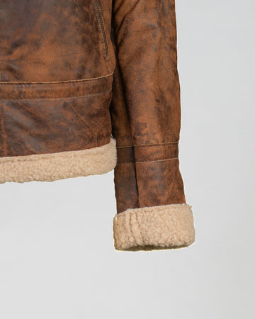 Tilde - Giacca Donna in vera pelle Cuoio Graffiato interno Effetto Shearling