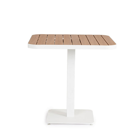 Tavolo "Belmar" struttura in alluminio verniciato a polvere piano effetto legno per arredo casa