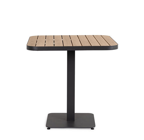 Tavolo "Belmar" struttura in alluminio verniciato a polvere piano effetto legno per arredo casa