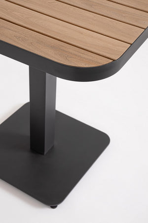 Tavolo "Belmar" struttura in alluminio verniciato a polvere piano effetto legno per arredo casa