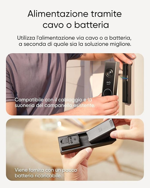 Eufy Security Video Doorbell E340, Due Telecamere Con Delivery Guard, Visione Notturna 2k Full Hd E A Colori, Suoneria Wireless,