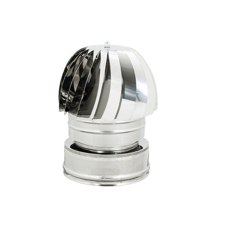 Fumaiolo da 250-300mm radiante tipo eolico inox AISI 304 base tonda doppia parete