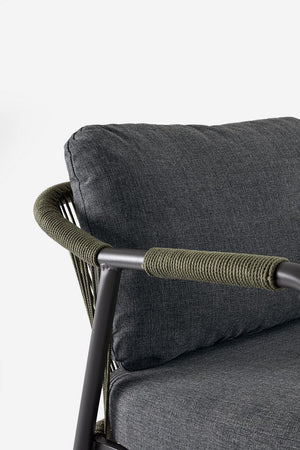 Salotto con poltrone e tavolino "Miravet" struttura in alluminio per veranda e giardino