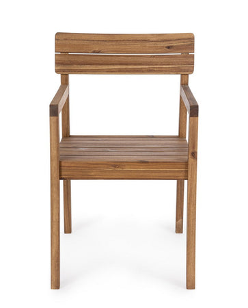 Sedia "Rodano" in legno di acacia con braccioli per interni ed esterni