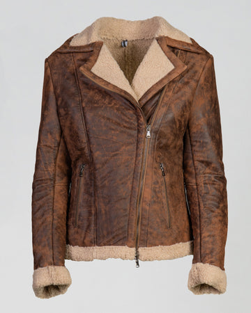 Tris - Chiodo Donna Cuoio Graffiato interno Effetto Shearling