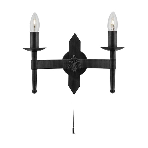 Applique Industrial-Nordico Cartwheel Ii Ferro Nero 2 Luci E14