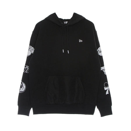 NEW ERA Felpa Cappuccio Uomo Nba Distressed Sleeve Print Hoodie Black da uomo