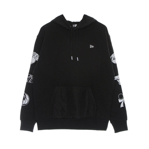 NEW ERA Felpa Cappuccio Uomo Nba Distressed Sleeve Print Hoodie Black da uomo