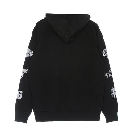 NEW ERA Felpa Cappuccio Uomo Nba Distressed Sleeve Print Hoodie Black da uomo