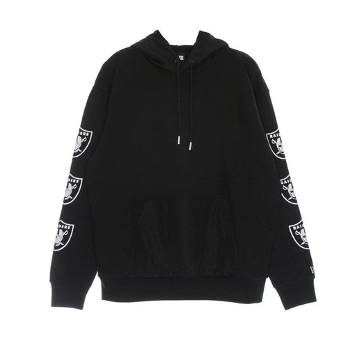 NEW ERA Felpa Cappuccio Uomo Nfl Distressed Sleeve Print Hoodie Lasrai Black da uomo