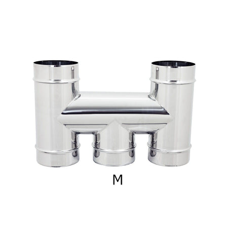 Fumaiolo terminale da 160mm modello ad H inox AISI 304 base tonda con innesto M maschio