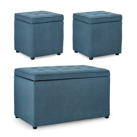 Pouf contenitore "Derrick" struttura in legno di pino rivestimento in poliestere per interno