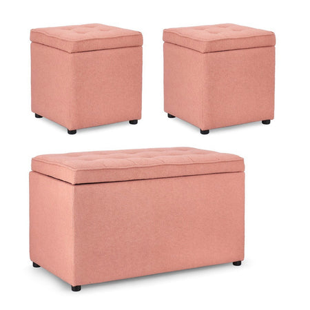 Pouf contenitore "Derrick" struttura in legno di pino rivestimento in poliestere per interno