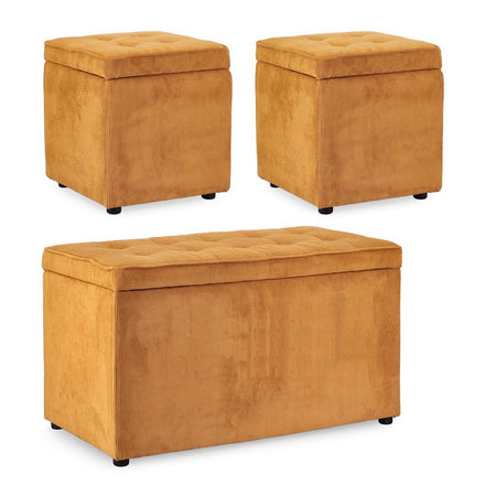 Pouf contenitore "Dylan" struttura in legno di pino rivestimento in poliestere per interno