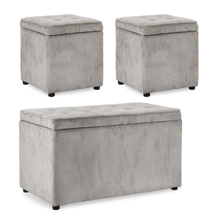 Pouf contenitore "Dylan" struttura in legno di pino rivestimento in poliestere per interno