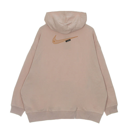 Nike Felpa Leggera Cappuccio Donna Sportswear Swoosh Fleece Hoodie Pink Oxford/light Curry/rose Whisper da donna