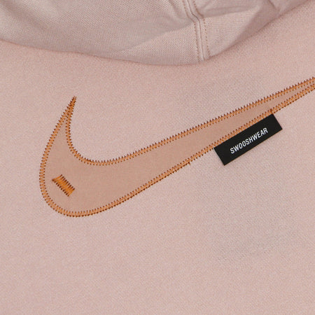 Nike Felpa Leggera Cappuccio Donna Sportswear Swoosh Fleece Hoodie Pink Oxford/light Curry/rose Whisper da donna