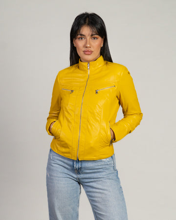 Kelly - Giacca Donna Giallo in Vera Pelle