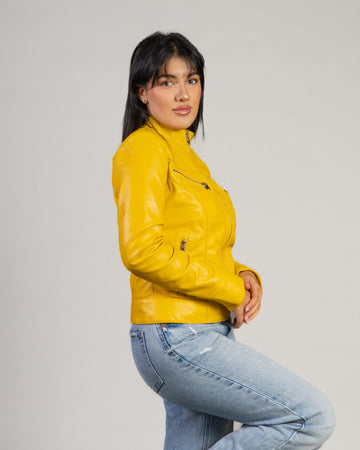 Kelly - Giacca Donna Giallo in Vera Pelle