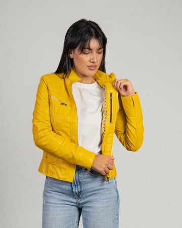 Kelly - Giacca Donna Giallo in Vera Pelle