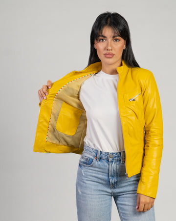 Kelly - Giacca Donna Giallo in Vera Pelle