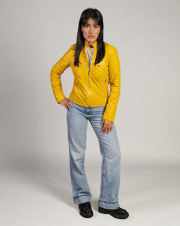 Kelly - Giacca Donna Giallo in Vera Pelle