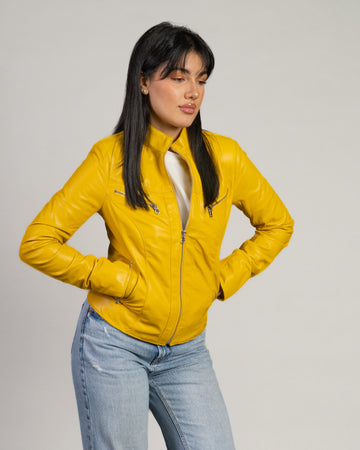 Kelly - Giacca Donna Giallo in Vera Pelle
