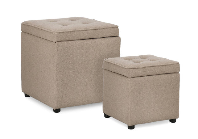 Pouf contenitore "Derrick" struttura in legno di pino rivestimento in poliestere per interno