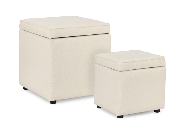 Pouf contenitore "Derrick" struttura in legno di pino rivestimento in poliestere per interno