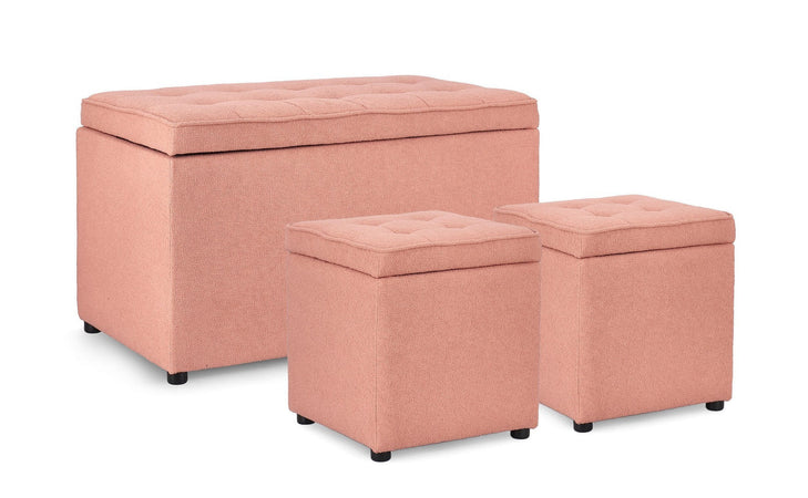 Pouf contenitore "Derrick" struttura in legno di pino rivestimento in poliestere per interno