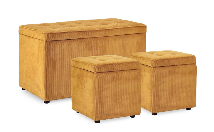 Pouf contenitore "Dylan" struttura in legno di pino rivestimento in poliestere per interno