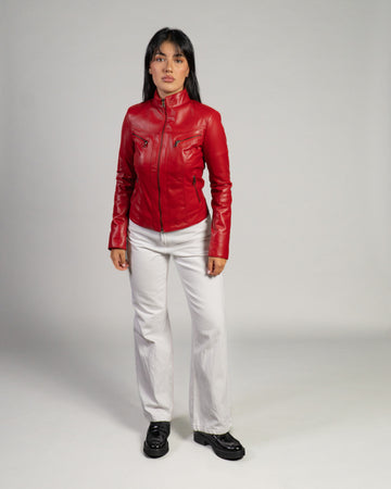 Kelly - Giacca Donna Rosso in Vera Pelle